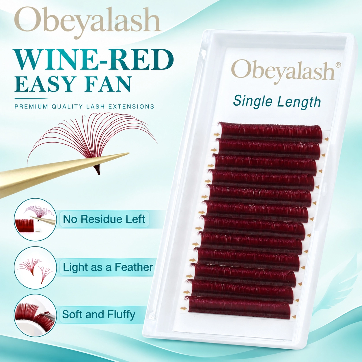 Burgundy Easy Fan Lash Extensions Wholesale | Pre-Made Volume Eyelashes for Lash Artists & Private Label Brands